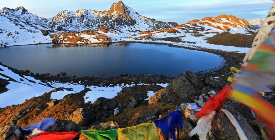 Gosaikunda Lake with Snow - Langtang Region Trek